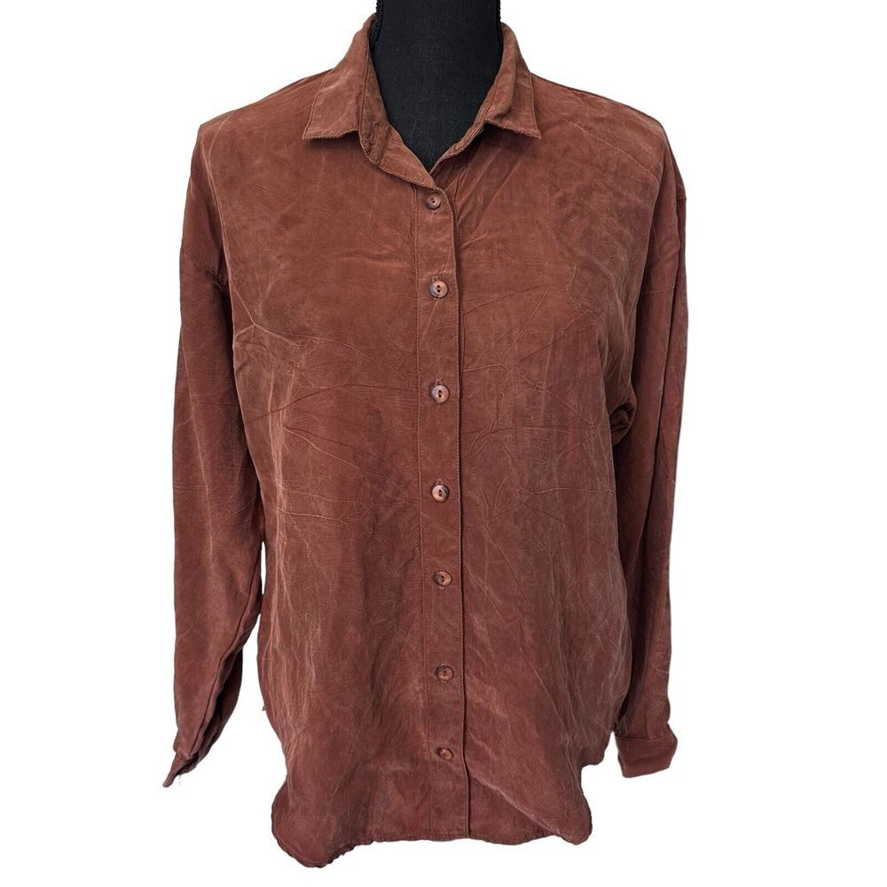 Vintage Alexander Campbell Women's Size 10 Brown Long Sleeve Button Down‎